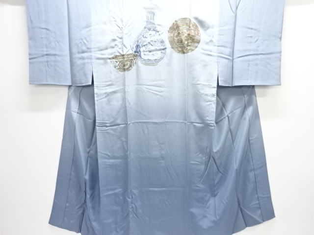 JAPANESE KIMONO / ANTIQUE MENS JUBAN / SILK / CERAMICS PATTERN